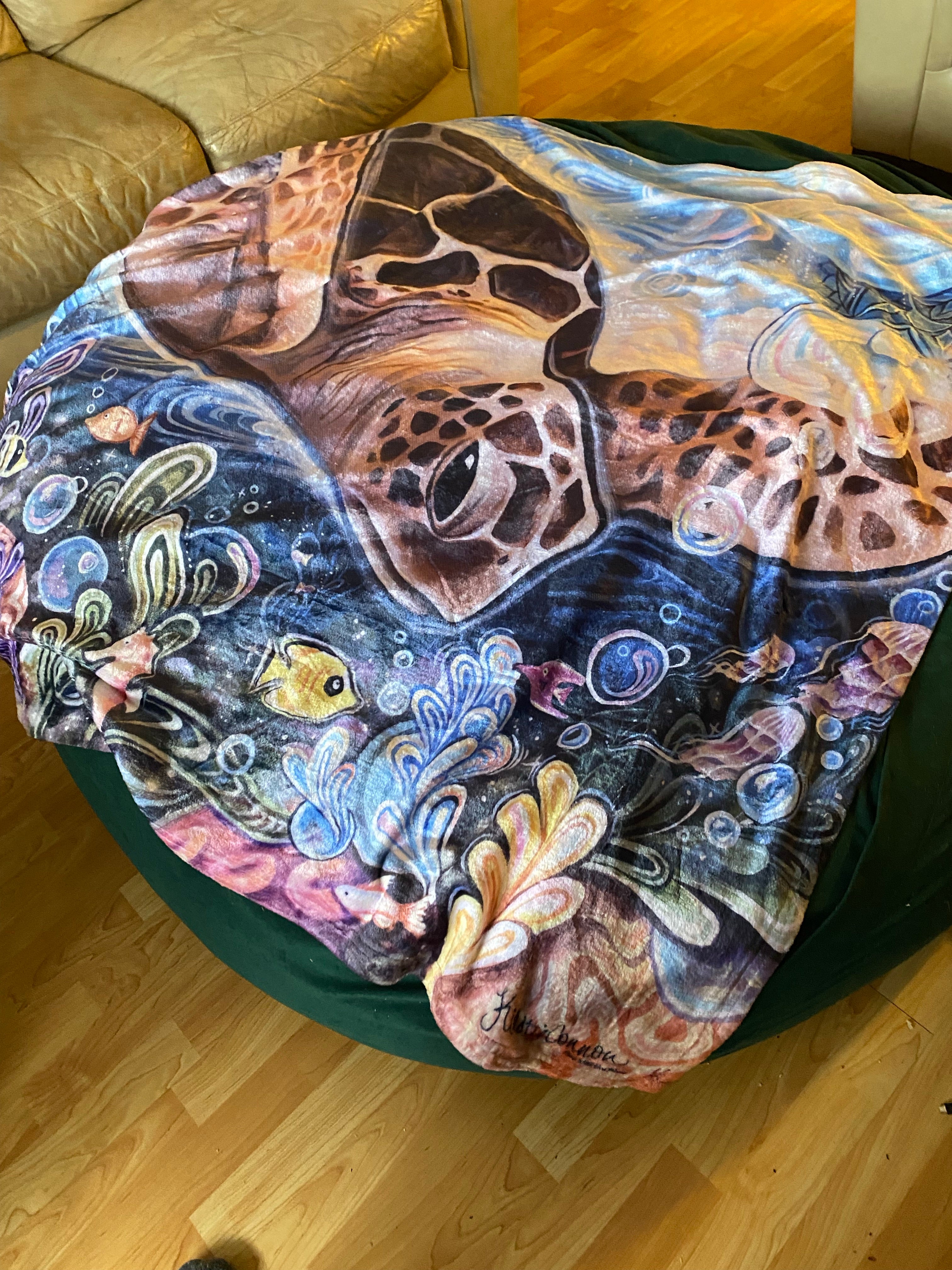 “Cultivating Persistence” Sea Turtle Fleece Blankets