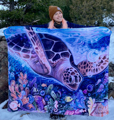 “Cultivating Persistence” Sea Turtle Fleece Blankets